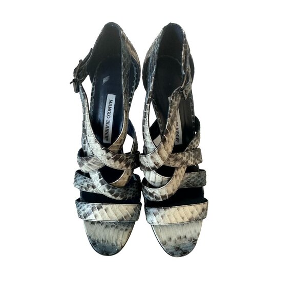 MANOLO BLAHNIK Snake Print Leather Heels Size 39 / US 9 - Picture 3 of 7
